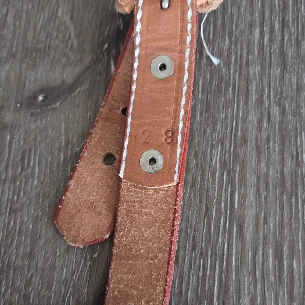 Handcrafted Western Boho Brown Leather Belt 28